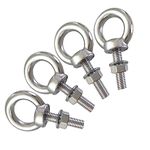 AIVOOF Shoulder Eye Bolt, 4 Pack M8 Stainless Steel Eye Bolts1.2" Heavy Duty EyeBolts Screws in Eye Hooks with Washer and Nuts Ring Eyebolt Thread Length 30mm