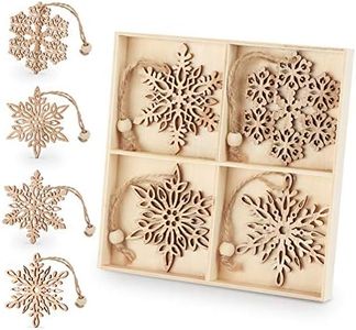 ilauke 12pcs Wooden Snowflakes Decorations 3 inch Christmas Ornaments Wood Hanging Ornament Rustic Farmhouse Christmas Craft Supplies