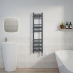 WarmeHaus Prefilled 1200x300mm Straight Electric Heated Towel Rail with Timer Thermostatic Bathroom Radiator Anthracite - 600W(Chrome Heating Element)