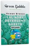 Green Bubble Laundry Detergent sheets - Eco-Friendly 64 loads Ocean Breeze Scent Travel Laundry wasing Sheets | Plastic Free Laundry Strips W/Recyclable Packaging | Washer Sheets Detergent