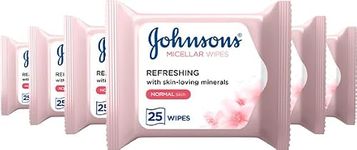 Johnson's Face Care Make Up Be Gone Refreshing Wipes, 25 Wipes (Pack of 6)