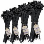 200Pcs Cable Ties Assortment -Mix Black Zip Ties Set with 4 Sizes (100/150/200/250mm) x 3.6mm Heavy Duty Nylon Cable Ties for Wire Management, Black Cable Ties Heavy Duty Zip Ties