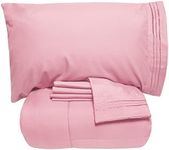 Sweet Home Collection Solid Color Comforter and 1800 Thread Count 4 Piece Sheet Set, Queen, Pink, 5