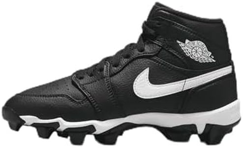Jordan 1 Mid Little/Big Kids' Cleats (HF6883-001, Black/White/White) Size 2.5