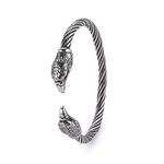 kkjoy Men's Norse Viking Double Eagle Head Bracelet Vintage Stainless Steel Screw Teen Cuff Bangle Cool Adjustable Open Bracelet