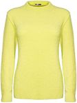 Generation Fashion New Ladies Women Knitted Long Sleeve Soft Knit Crew Neck Jumper Stretchable Sweater Pullover Top S-XL[Yellow, S-M]