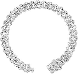 Iced Classic Spring Clasps 9mm Cuban Link Chain Necklace/Bracelet, Everlasting Shine 14k Gold/Silver Plated Diamond Choker, Brass, Zircon