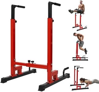 Yes4All Dip Stand 500 LBS Capacity, 80 Levels Adjustable Dip Bars, Dip Station Machine for Home Gym - Red & Black