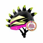 STREETJAM Kids Cycle Helmet, Finhawk Open Face Sports Helmet, Hard PP Outer Shell, EPS Inner Comfort Linner case, Adjustable Strap & Dial, Multi air Vents, Unisex Helmet(8-13Years, Black (Green,Pink)