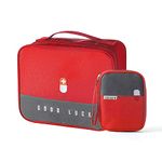 Souarts First Aid Bag Compact First Aid Kit Bag Multifunctional Layered Medicine Box Small Portable Medicine Bag for Emergency Home Office Outdoors (F Red-2pcs)