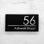 House Numbers Plaques Door Plaques Door Number Plaques For Wall House Plaques Floating House Sign Laser Cut Shiny Mirror Text Floating Door Sign Plaques (Matt Black & Silver Text)