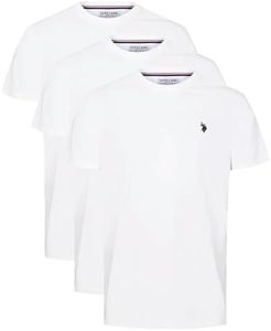 U.S. Polo Assn. Men's Crew Neck T-Shirts 3-Pack – Cotton Short Sleeve Tee with Small Logo, Relaxed Fit, Soft Casual Everyday Shirts - White/White/White, XX-Large