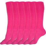 juDanzy 3 Pairs of Boys, Girls and Adult Solid Knee High Uniform Socks for School, Soccer, Football, AFO etc., Hot Pink, 6-10 Years