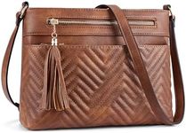 BOSTANTEN Crossbody Bags for Women Quilted Purses Medium Shoulder Handbags with Tassel, Brown