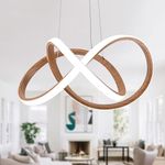 MAYNA Modern LED Chandelier, LED Pendant Light in Wood Finish, Adjustable Height Chandeliers with Irregular Ring, Modern Chandeliers for Dining Room Kitchen Island Living Room Bedroom, 6000K Daylight