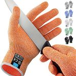 Zulay Cut Resistant Gloves Food Grade Level 5 Protection - Comfortable Safety Cutting Gloves For Chefs - Cut Resistant Work Gloves For Oyster Shucking, Fish Fillet, Mandolin Slicing (Large, Orange)