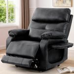 Dual Motor Power Lift Recliner Chair for Adult & Elderly, Infinite Position Lay Flat Recliner Chairs with Massage & Heat, Tray Table - Wireless Charger & Cup Holder, Lumbar Pillow, Leather (Gray)