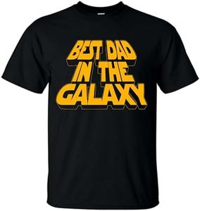 DELRAY SHIRTS Dads T-Shirt - The Best Dad in The Galaxy - Ringspun Cotton T-Shirts, Black, Large