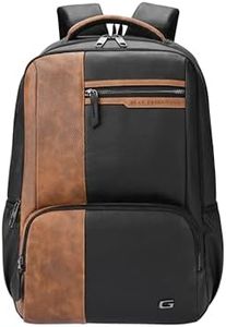 Gear Vintage 4 19"/28L Anti Theft Faux Leather Medium Water Resistant 4 Compartment Laptop Backpack/Casual Backpack/Daypack/Travel Backpack/College Bag For Men/Women(Black-Tan)