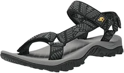 CAMEL CROWN Hiking Sport Sandals for Men Anti-skidding Water Sandals Comfortable Athletic Sandals for Outdoor Wading Beach Black/Grey 12