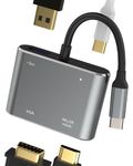 USB C Hub VGA HDMI USB A Type C Adapter Dual Monitor Docking Station (4in1) Compatible for Samsung for Apple iPhone 15 Pro Max Plus for iPad Air Mini Macbook Thunderbolt Laptop TV Display Splitter CD