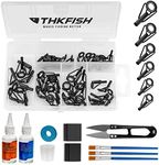 THKFISH Rod Tip Repair Kit with Glue Fishing Rod Repair Kit Pole Tip Replacement Complete Supplies for Fishing Pole Top Eyelets 42PCS Tips, 6Sizes Black Small-42pcs