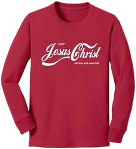Enjoy Jesus Christ Shirt – Thou Shalt Never Thirst, Funny Christian Gifts for Men Women, Faith Apparel Inspirational Youth Long Sleeve Graphic Shirt, Red, Medium