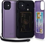 TORU CX PRO Case for iPhone 11, with Card Holder | Slim Protective Cover with Hidden Credit Cards Wallet Flip Slot Compartment Kickstand | Include Mirror, Wrist Strap, Lightning Adapter - Purple