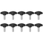 sourcing map 10pcs Tee Wing Knobs Thumb Screws M8 x 20mm Standard Male Thread Plastic T Knobs Handles Hand Clamping Knobs Grip Thumbscrew, Black