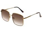 Steve Madden | Gold Full rim Square Branded Latest and Stylish Sunglasses | 100% UV Protection (UV 400) Brown Gradient Faded Lens | Women | Large | SM MONTE W ALMD GLD-TORT/BRN GRD