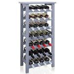 SMIBUY Bamboo Wine Rack, 28 Bottles Display Holder with Table Top, 7-Tier Free Standing Storage Shelves for Kitchen, Pantry, Cellar, Bar (Grey)