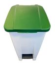 Chabrias Ltd 60 Litre Step On Container Home Kitchens School Waste Medical bin Pedal Bin Plastic BPA-free White Base & Colour Lid (Green)