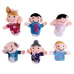 Mini Grandparents, Mom & Dad, Brother & Sister Family Style Finger Puppets For Children, Shows, Playtime, Schools 6 Piece Set By Super Z Outlet