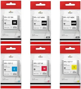 MS.R Remanufactured Ink Cartridges Replacement for Canon PFI-107 to use with Professional Inkjet iPF670 iPF680 iPF685 iPF770 iPF780 iPF785 Printers (2MBK, BK, C, M, Y) 6 Pack