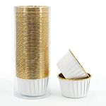 Adaamya® - 50 Pcs - Gold Color (Inner Finish) & White (Outer) Expandable Muffin Cup Cake Liners Paper Mould