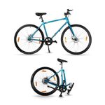 HORNBACK M1s Full Size Foldable Cycle for Men & Women | 20-inch Rigid Stainless Steel & Alloy Steel Frame | 28-inch Wheels | Mechanical Disc Brakes | Fully Assembled | Ocean Blue