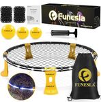 Funeslaball Outdoor Games Set Light-Up Pro Kit, Brite Roundnet Game Set Includes Playing Net & Competition Net, Light Strips, 3 Balls, Drawstring Bag, Ball Pump, Rules