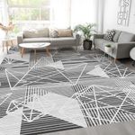 HOMFINE Area Rug for Living Room - Square Modern Cubic Washable Area Rugs Abstract Soft Faux Short Pile Carpet for Bedroom Dining Room Kitchen Non Slip Non Shedding Rug, 120x170CM, Grey White