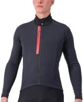 Castelli Men's Entrata Thermal Jersey, Long Sleeve Zip Up Fleece Insulated Base Layer for Winter Road Cycling I Gravel Biking - Light Black/Red - Medium