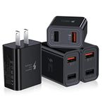 USB Wall Charger, Pofesun 4-Pack 30W Quick Charging Dual Port USB Wall Charger Block Plug, QC3.0 Power Adapter Charging Box Brick for iPhone 15 14 13 12 Pro Max,iPad Pro,Samsung,LG, Moto,Pixel-Black