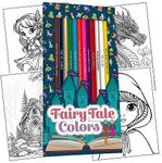 Pun Labs Fairy Tale Colors - Colored Pencils for Adults & Kids, 12 Pre-Sharpened Coloring Pencils with Foil-Stamped Names & 10 Storybook Coloring Pages, Fun Color Pencil Set for Fantasy Fans