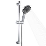 OFFO Shower Slide Bar with 6 Modes Shower Head Set, 1.5m Stainless Steel Hose,Adjustable 600mm Riser Rail and High Pressure Handheld Showerhead,Chrome