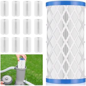 12 Pack Universal Pool Filters Type A Type C or III, Replacement for Pool Filter Cartridge Pump, Reusable Pool Filter Type A/C for Above Ground Swimming Pools, Efficient Filtration & Keep Water Clean