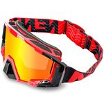 NENKI Motocross Goggles, Motorcycle Goggles & Ski Goggles with Removable Nose Cover, MTB Goggles for Men and Women, for MX ATV Off-Road Dirt Bike (Red)