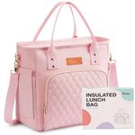 Yitote Lunch Box for Women with 4 Icepacks,Cute Lunch Bags for Women with Bottle Holder,Lunch Bag Women with Adjustable Shoulder Strap,Women Lunch Bags for Work(Light Pink)