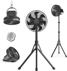 Marchpower 10in Outdoor Standing Fan, Foldable Camping Fan with Detachable Tripod 10000mAh Rechargeable Travel Fan with Remote Quiet Oscillating Fan Adjustable Height Pedestal Floor Fan for Home