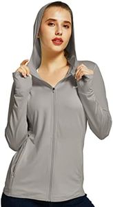 Willit Women's UV Shirts UPF 50+ Long Sleeve Sun Protection Jacket Hooded SPF Shirts with Pockets Deep Gray L