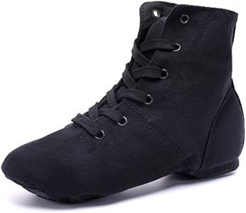 lozoye Jazz Boots Women Canvas Dance Boots Black Jazz Shoes For Men Ballroom Dance Flat with Split Sole, Black, 7.5 US