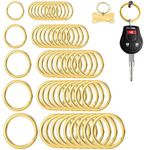 JALCH 50-Piece Gold Key Rings - Round Flat Key Chain Rings with 5 Assorted Sizes for DIY Accessories, Keychain Crafts, and Organizational Projects（15-30mm）