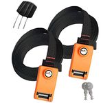 Lovinouse 2023 Upgraded 2 Pack Lockable Tie Down Strap, with 3 Stainless Steel Cables, for Lashing Locking Kayak, Bike, Surfboard, 10 Feet Each Orange